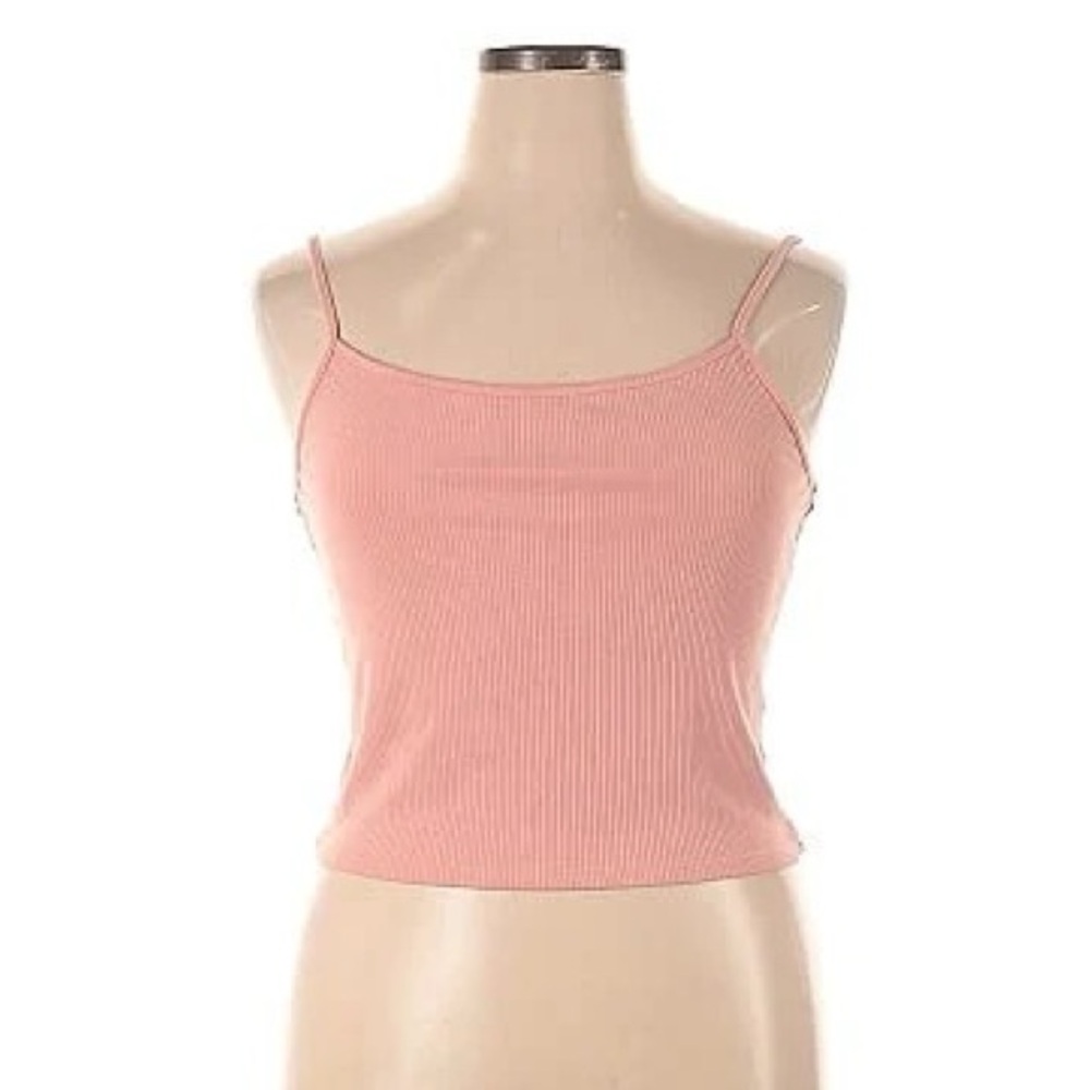 American Eagle Pink Cropped Ribbed Tank